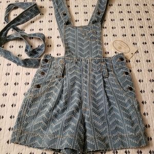 Happy Nature Denim Overalls Shorts